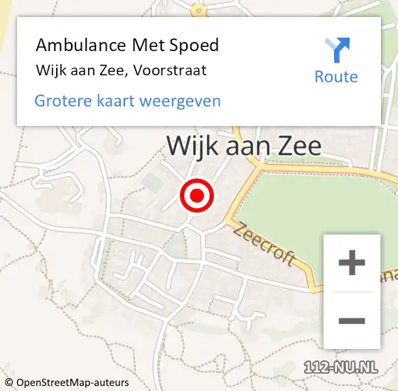 Locatie op kaart van de 112 melding: Ambulance Met Spoed Naar Wijk aan Zee, Voorstraat op 24 juli 2024 10:50