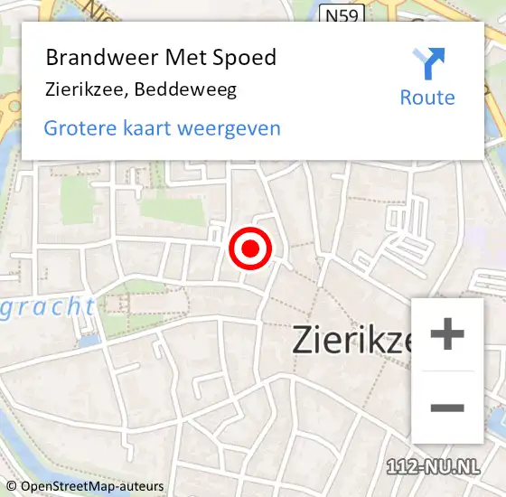 Locatie op kaart van de 112 melding: Brandweer Met Spoed Naar Zierikzee, Beddeweeg op 24 juli 2024 10:53