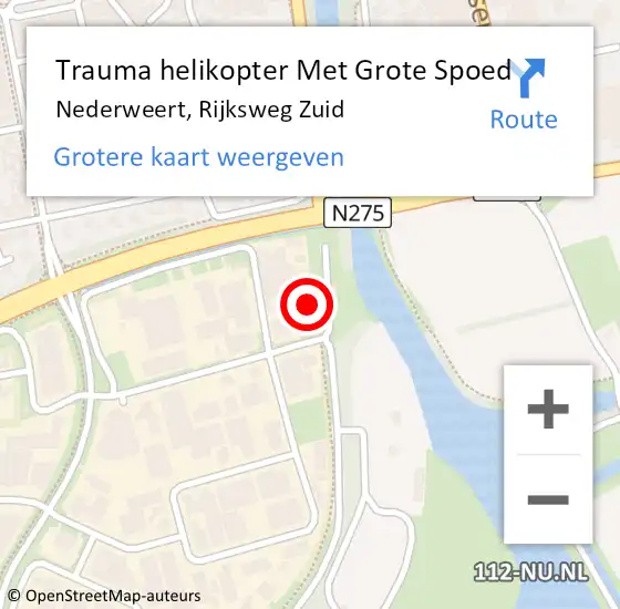 Locatie op kaart van de 112 melding: Trauma helikopter Met Grote Spoed Naar Nederweert, Rijksweg Zuid op 24 juli 2024 10:54
