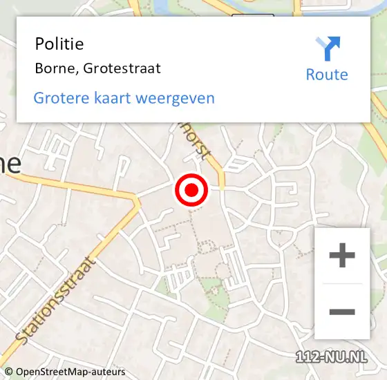 Locatie op kaart van de 112 melding: Politie Borne, Grotestraat op 24 juli 2024 11:10