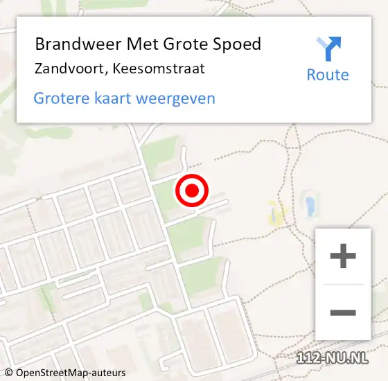 Locatie op kaart van de 112 melding: Brandweer Met Grote Spoed Naar Zandvoort, Keesomstraat op 24 juli 2024 11:17