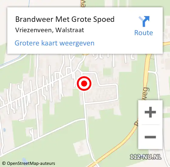 Locatie op kaart van de 112 melding: Brandweer Met Grote Spoed Naar Vriezenveen, Walstraat op 24 juli 2024 11:23