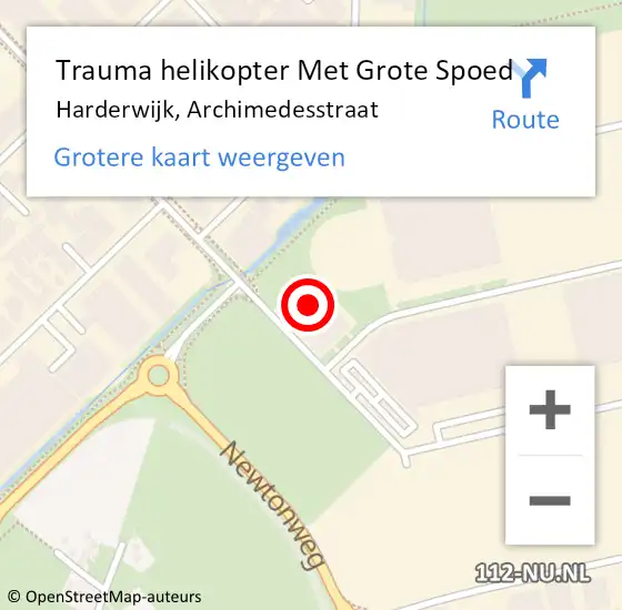 Locatie op kaart van de 112 melding: Trauma helikopter Met Grote Spoed Naar Harderwijk, Archimedesstraat op 24 juli 2024 11:25