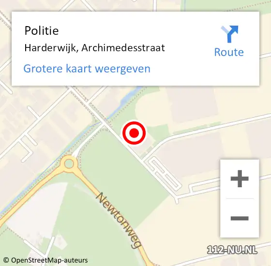 Locatie op kaart van de 112 melding: Politie Harderwijk, Archimedesstraat op 24 juli 2024 11:28