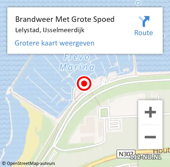 Locatie op kaart van de 112 melding: Brandweer Met Grote Spoed Naar Lelystad, IJsselmeerdijk op 24 juli 2024 11:30