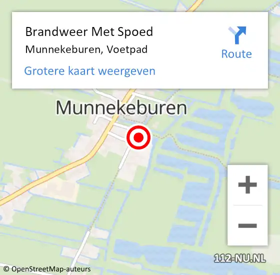 Locatie op kaart van de 112 melding: Brandweer Met Spoed Naar Munnekeburen, Voetpad op 14 oktober 2014 08:43