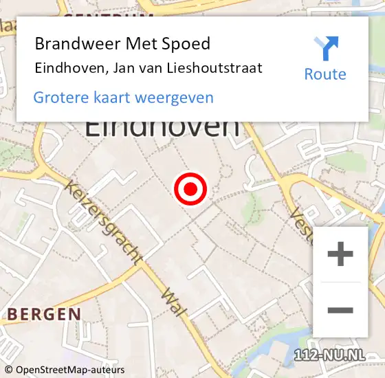 Locatie op kaart van de 112 melding: Brandweer Met Spoed Naar Eindhoven, Jan van Lieshoutstraat op 24 juli 2024 11:34