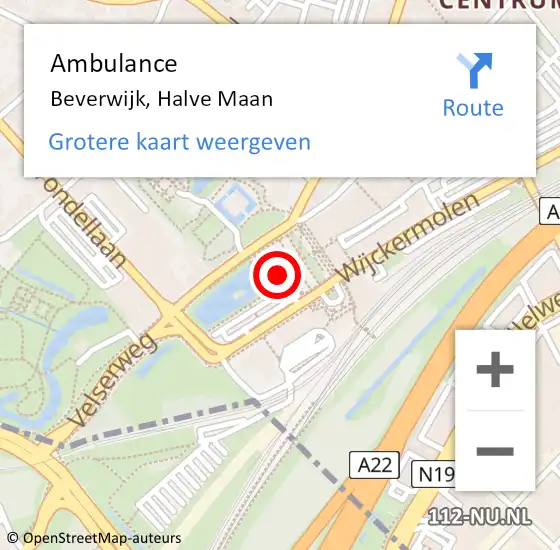 Locatie op kaart van de 112 melding: Ambulance Beverwijk, Halve Maan op 24 juli 2024 11:39