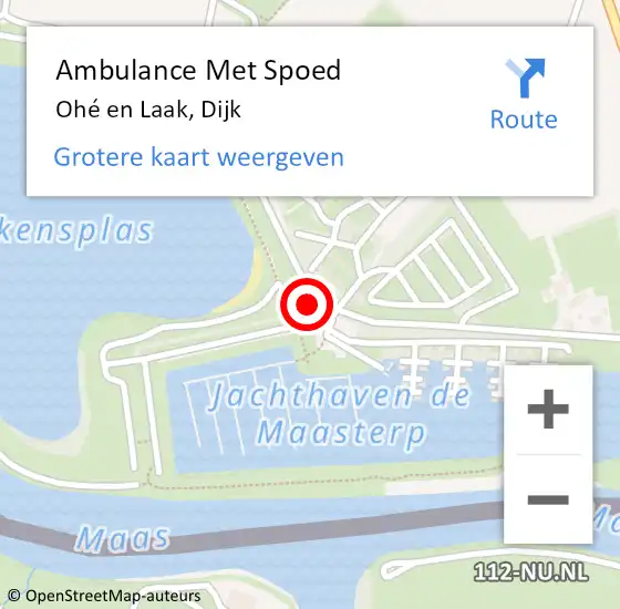 Locatie op kaart van de 112 melding: Ambulance Met Spoed Naar Ohé en Laak, Dijk op 24 juli 2024 11:57