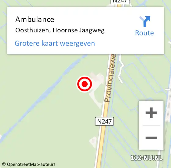 Locatie op kaart van de 112 melding: Ambulance Oosthuizen, Hoornse Jaagweg op 24 juli 2024 11:58