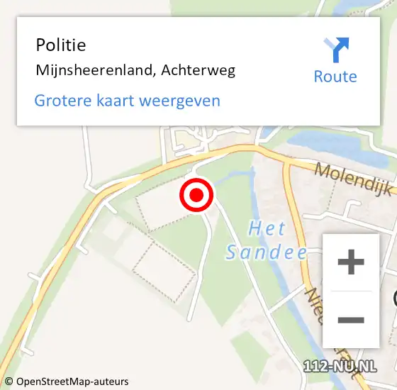 Locatie op kaart van de 112 melding: Politie Mijnsheerenland, Achterweg op 24 juli 2024 12:05