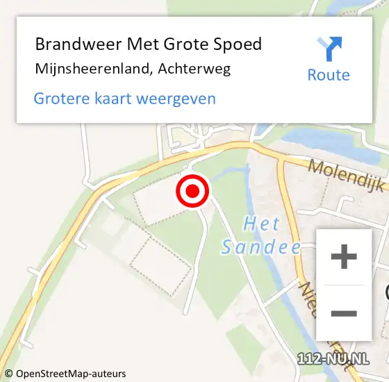 Locatie op kaart van de 112 melding: Brandweer Met Grote Spoed Naar Mijnsheerenland, Achterweg op 24 juli 2024 12:05