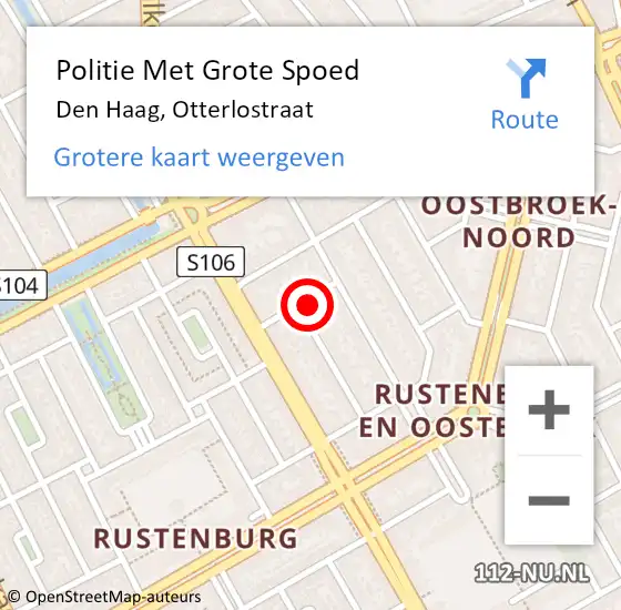 Locatie op kaart van de 112 melding: Politie Met Grote Spoed Naar Den Haag, Otterlostraat op 24 juli 2024 12:24