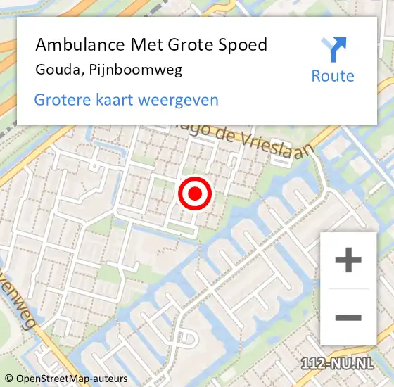 Locatie op kaart van de 112 melding: Ambulance Met Grote Spoed Naar Gouda, Pijnboomweg op 24 juli 2024 12:28