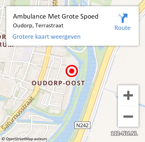 Locatie op kaart van de 112 melding: Ambulance Met Grote Spoed Naar Oudorp, Terrastraat op 14 oktober 2014 08:50