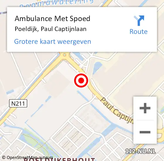 Locatie op kaart van de 112 melding: Ambulance Met Spoed Naar Poeldijk, Paul Captijnlaan op 24 juli 2024 12:54