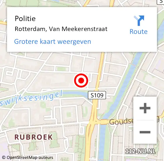 Locatie op kaart van de 112 melding: Politie Rotterdam, Van Meekerenstraat op 24 juli 2024 12:54