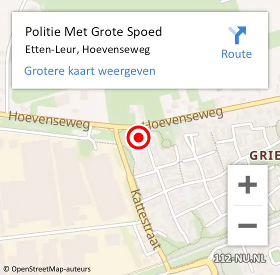 Locatie op kaart van de 112 melding: Politie Met Grote Spoed Naar Etten-Leur, Hoevenseweg op 24 juli 2024 12:55