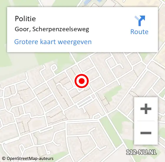 Locatie op kaart van de 112 melding: Politie Goor, Scherpenzeelseweg op 24 juli 2024 13:05