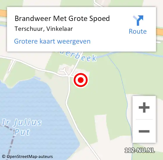 Locatie op kaart van de 112 melding: Brandweer Met Grote Spoed Naar Terschuur, Vinkelaar op 24 juli 2024 13:31