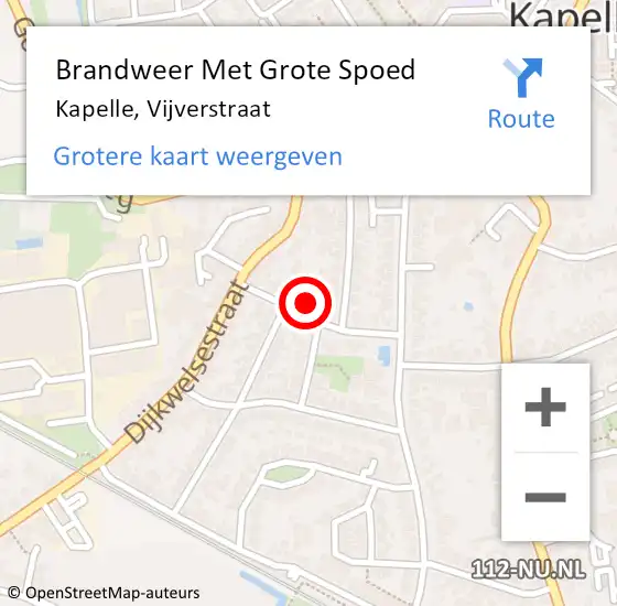 Locatie op kaart van de 112 melding: Brandweer Met Grote Spoed Naar Kapelle, Vijverstraat op 24 juli 2024 13:32