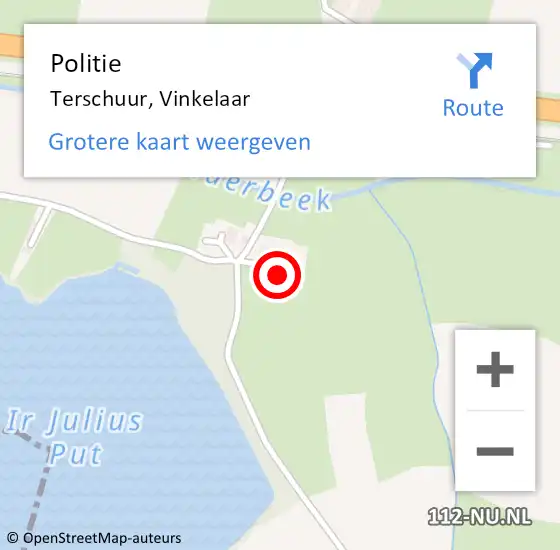 Locatie op kaart van de 112 melding: Politie Terschuur, Vinkelaar op 24 juli 2024 13:32