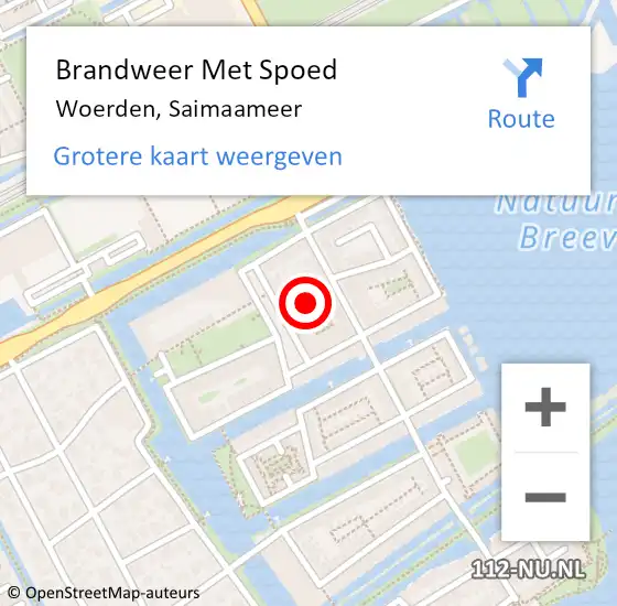 Locatie op kaart van de 112 melding: Brandweer Met Spoed Naar Woerden, Saimaameer op 24 juli 2024 13:32