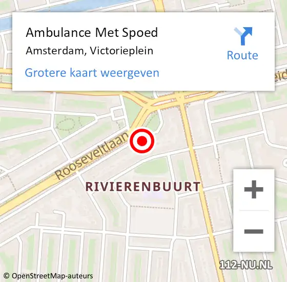 Locatie op kaart van de 112 melding: Ambulance Met Spoed Naar Amsterdam, Victorieplein op 24 juli 2024 13:42