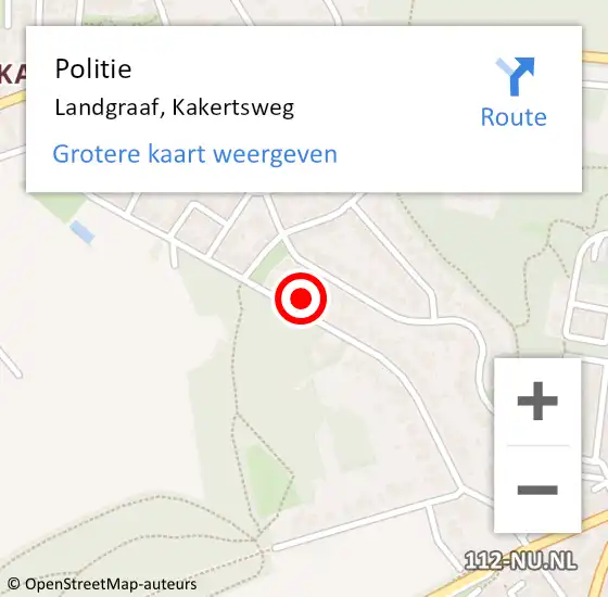 Locatie op kaart van de 112 melding: Politie Landgraaf, Kakertsweg op 24 juli 2024 13:47