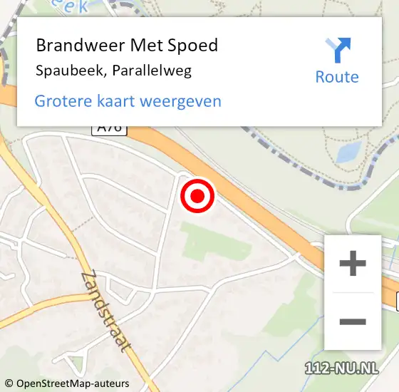 Locatie op kaart van de 112 melding: Brandweer Met Spoed Naar Spaubeek, Parallelweg op 24 juli 2024 13:53