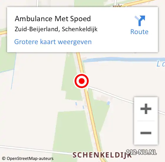 Locatie op kaart van de 112 melding: Ambulance Met Spoed Naar Zuid-Beijerland, Schenkeldijk op 24 juli 2024 14:02