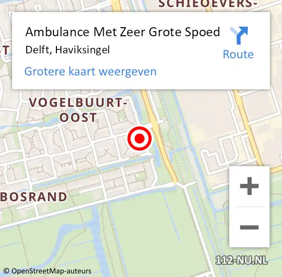 Locatie op kaart van de 112 melding: Ambulance Met Zeer Grote Spoed Naar Delft, Haviksingel op 24 juli 2024 14:04