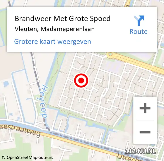 Locatie op kaart van de 112 melding: Brandweer Met Grote Spoed Naar Vleuten, Madameperenlaan op 24 juli 2024 14:07