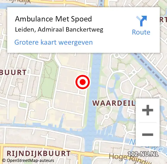 Locatie op kaart van de 112 melding: Ambulance Met Spoed Naar Leiden, Admiraal Banckertweg op 24 juli 2024 14:19