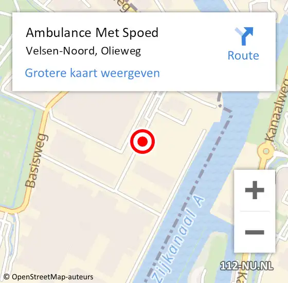 Locatie op kaart van de 112 melding: Ambulance Met Spoed Naar Velsen-Noord, Olieweg op 24 juli 2024 14:20