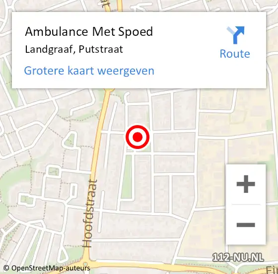 Locatie op kaart van de 112 melding: Ambulance Met Spoed Naar Landgraaf, Putstraat op 14 oktober 2014 09:04