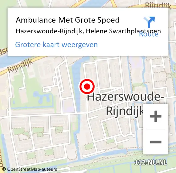 Locatie op kaart van de 112 melding: Ambulance Met Grote Spoed Naar Hazerswoude-Rijndijk, Helene Swarthplantsoen op 24 juli 2024 14:42