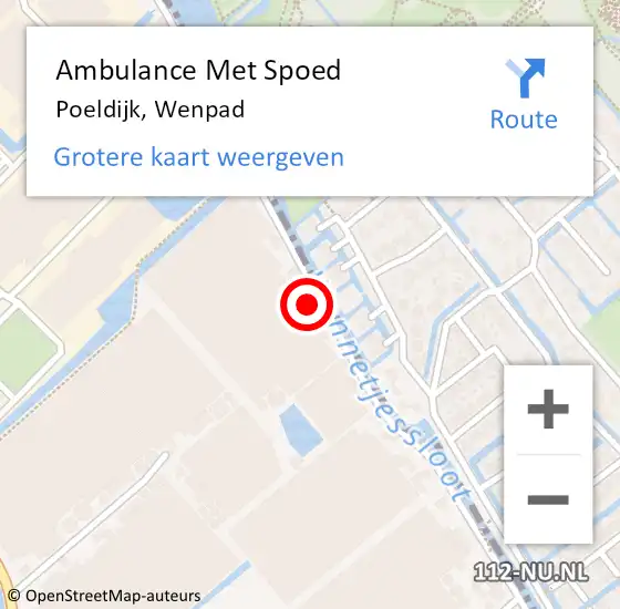 Locatie op kaart van de 112 melding: Ambulance Met Spoed Naar Poeldijk, Wenpad op 24 juli 2024 14:48