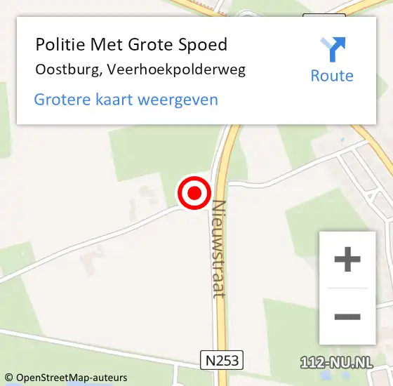 Locatie op kaart van de 112 melding: Politie Met Grote Spoed Naar Oostburg, Veerhoekpolderweg op 24 juli 2024 14:49