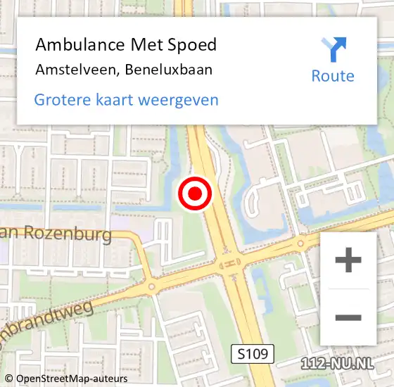 Locatie op kaart van de 112 melding: Ambulance Met Spoed Naar Amstelveen, Beneluxbaan op 24 juli 2024 14:55