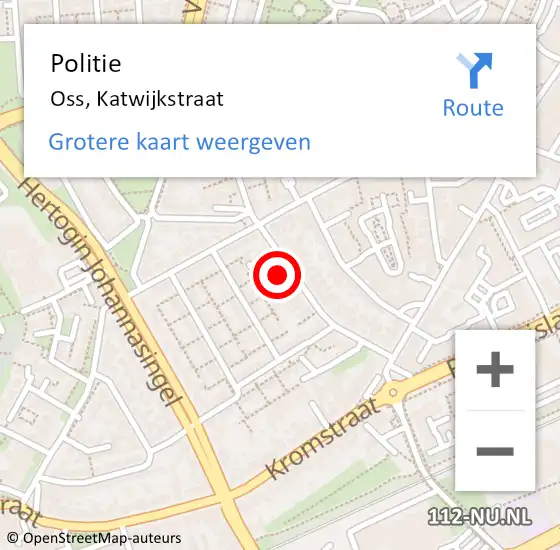 Locatie op kaart van de 112 melding: Politie Oss, Katwijkstraat op 24 juli 2024 15:12