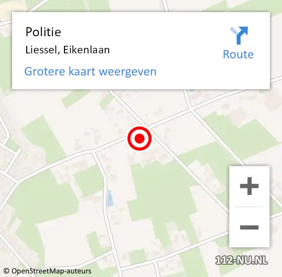 Locatie op kaart van de 112 melding: Politie Liessel, Eikenlaan op 24 juli 2024 15:22