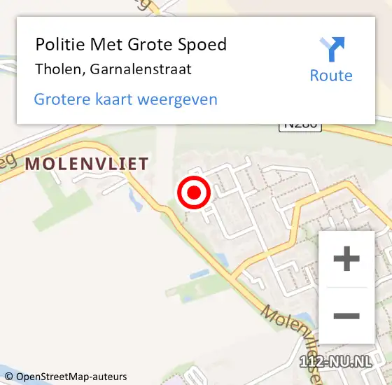 Locatie op kaart van de 112 melding: Politie Met Grote Spoed Naar Tholen, Garnalenstraat op 24 juli 2024 15:44