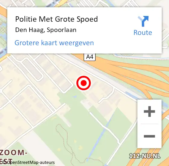 Locatie op kaart van de 112 melding: Politie Met Grote Spoed Naar Den Haag, Spoorlaan op 24 juli 2024 15:47