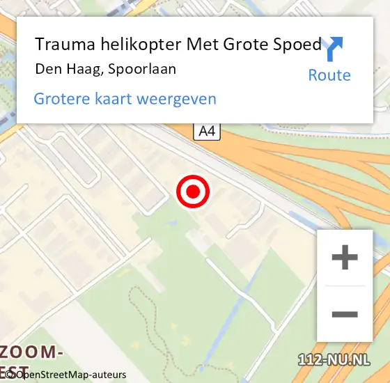 Locatie op kaart van de 112 melding: Trauma helikopter Met Grote Spoed Naar Den Haag, Spoorlaan op 24 juli 2024 15:49