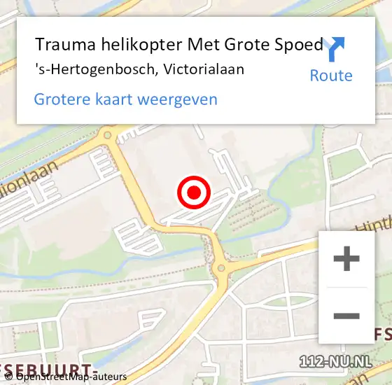 Locatie op kaart van de 112 melding: Trauma helikopter Met Grote Spoed Naar 's-Hertogenbosch, Victorialaan op 24 juli 2024 16:00