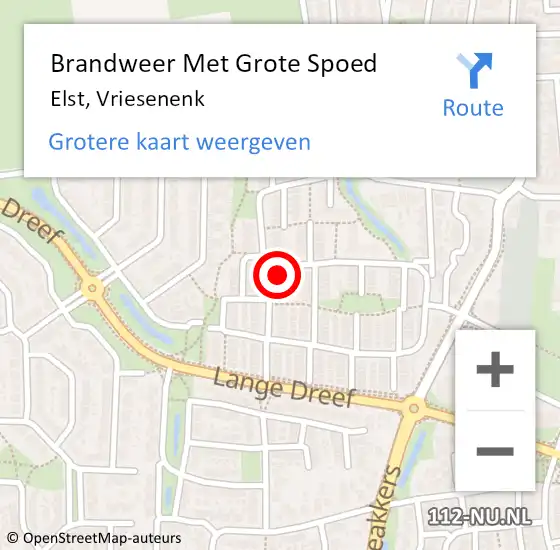 Locatie op kaart van de 112 melding: Brandweer Met Grote Spoed Naar Elst, Vriesenenk op 24 juli 2024 16:17