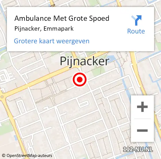 Locatie op kaart van de 112 melding: Ambulance Met Grote Spoed Naar Pijnacker, Emmapark op 24 juli 2024 16:22