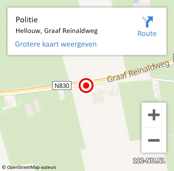 Locatie op kaart van de 112 melding: Politie Hellouw, Graaf Reinaldweg op 24 juli 2024 16:29