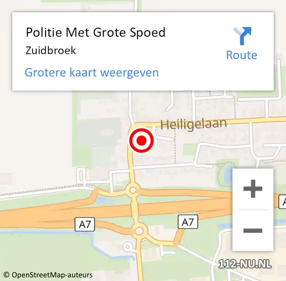 Locatie op kaart van de 112 melding: Politie Met Grote Spoed Naar Zuidbroek op 24 juli 2024 16:29